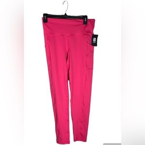 NWT Women's Compression High-Waist Side-Pocket 7/8 Length Leggings, Medium Pink